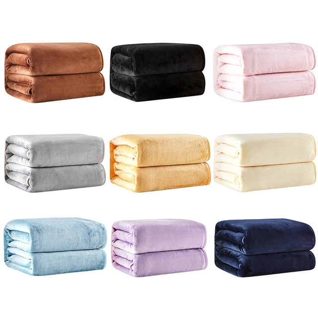 Us 7 43 38 Off Flannel Wool Luxury Blanket Lightweight Comfortable Plush Microfiber Solid For Sofa Bed Plane Travel Blankets Bedding In