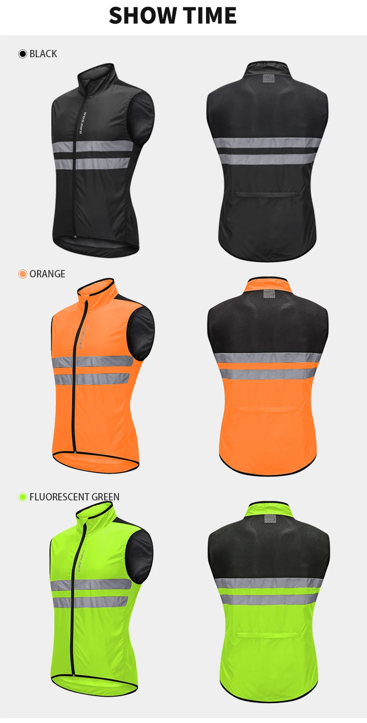 WOLFBIKE High Visibility Outdoor Sports Vest Windproof Mtb Bike Bicycle Reflective Sleeveless Breathable Cycling Waistcoat