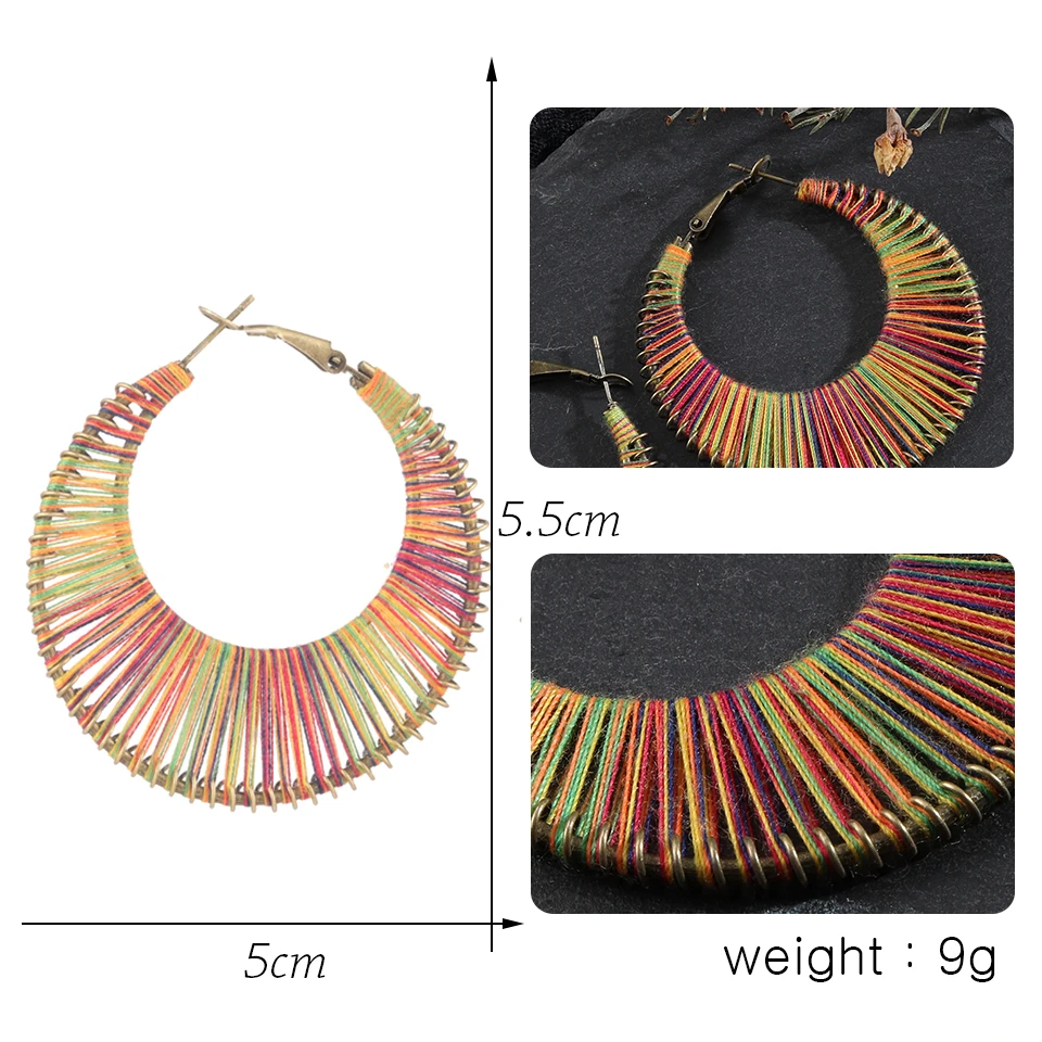 Bohemian Handmade Weaving Dangle Hanging Ethnic Drop Earrings for Women Female Fashion Earrings Jewelry Accessories