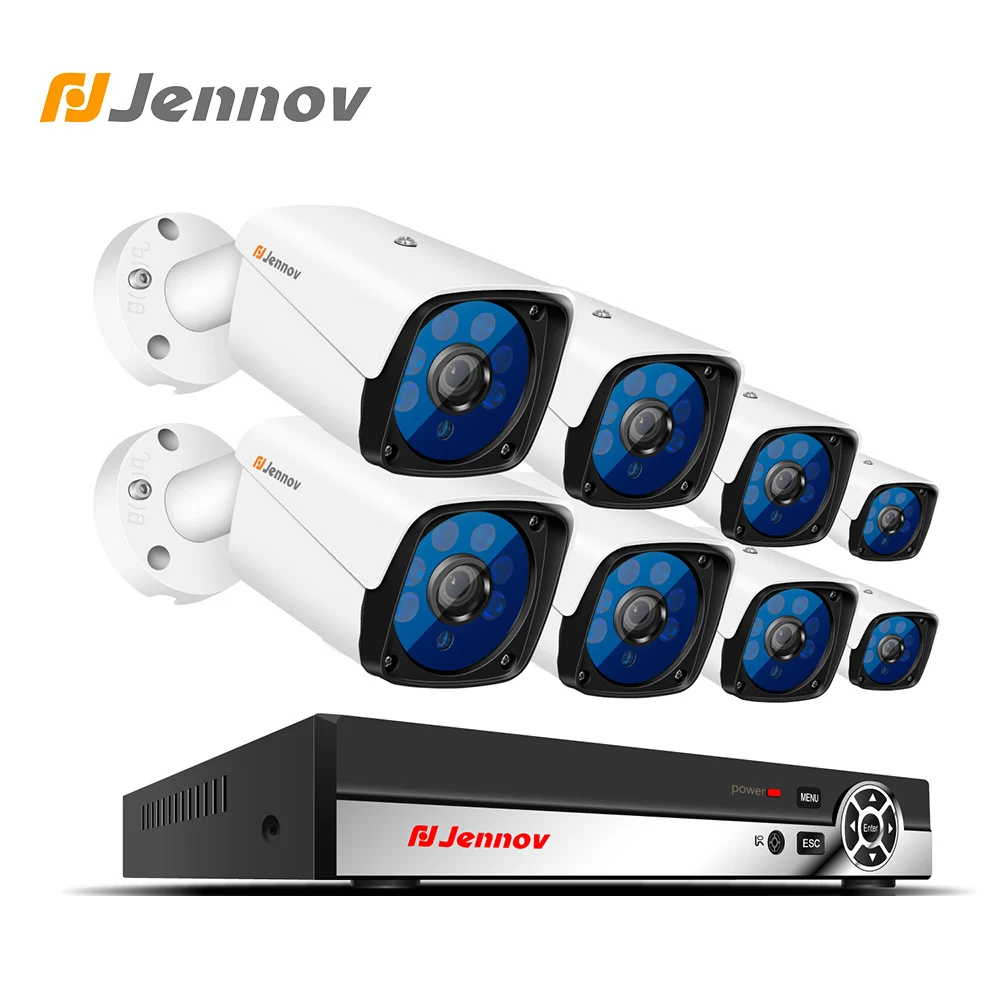 

Jennov 1080P 2MP POE Video Surveillance 8CH CCTV Set Outdoor Indoor Security Camera System IP Camera NVR Kit P2P HD Nigth View