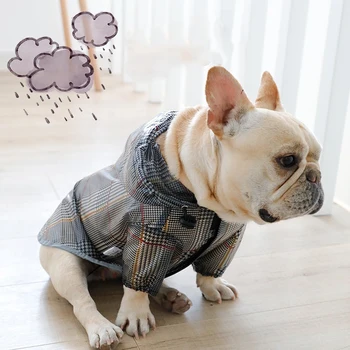 

Black Plaid Coat Raincoat For Large Dogs Waterproof Medium Animal Yorkshire Terrier Raincoat With Leash Hole Jacket Hoodie Pugs