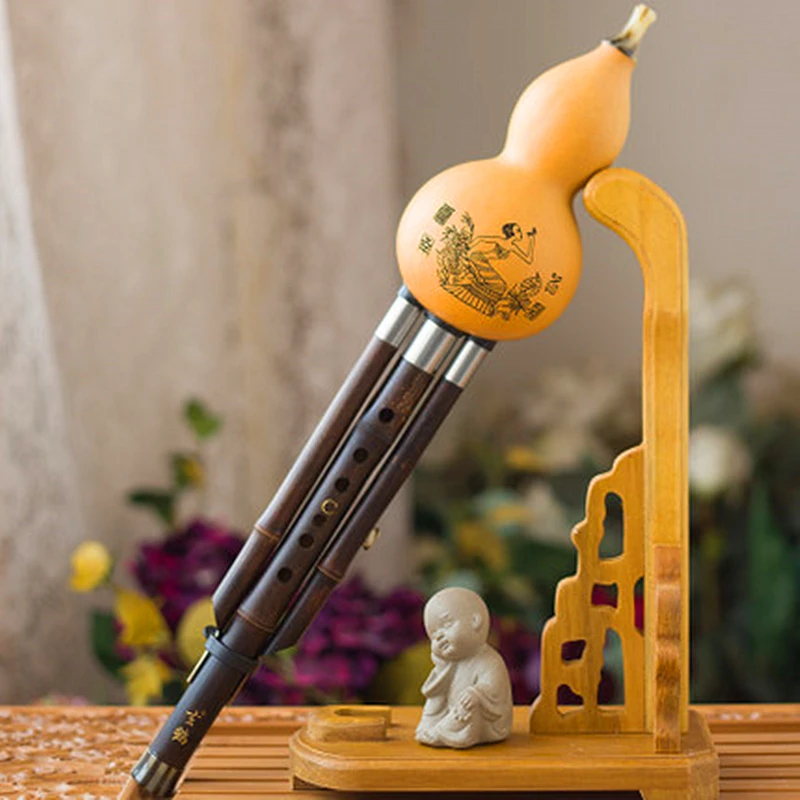 INSO Professional Bamboo Hulusi - Chinese Traditional Gourd Flute, Handmade C Tone Ethnic Instrument