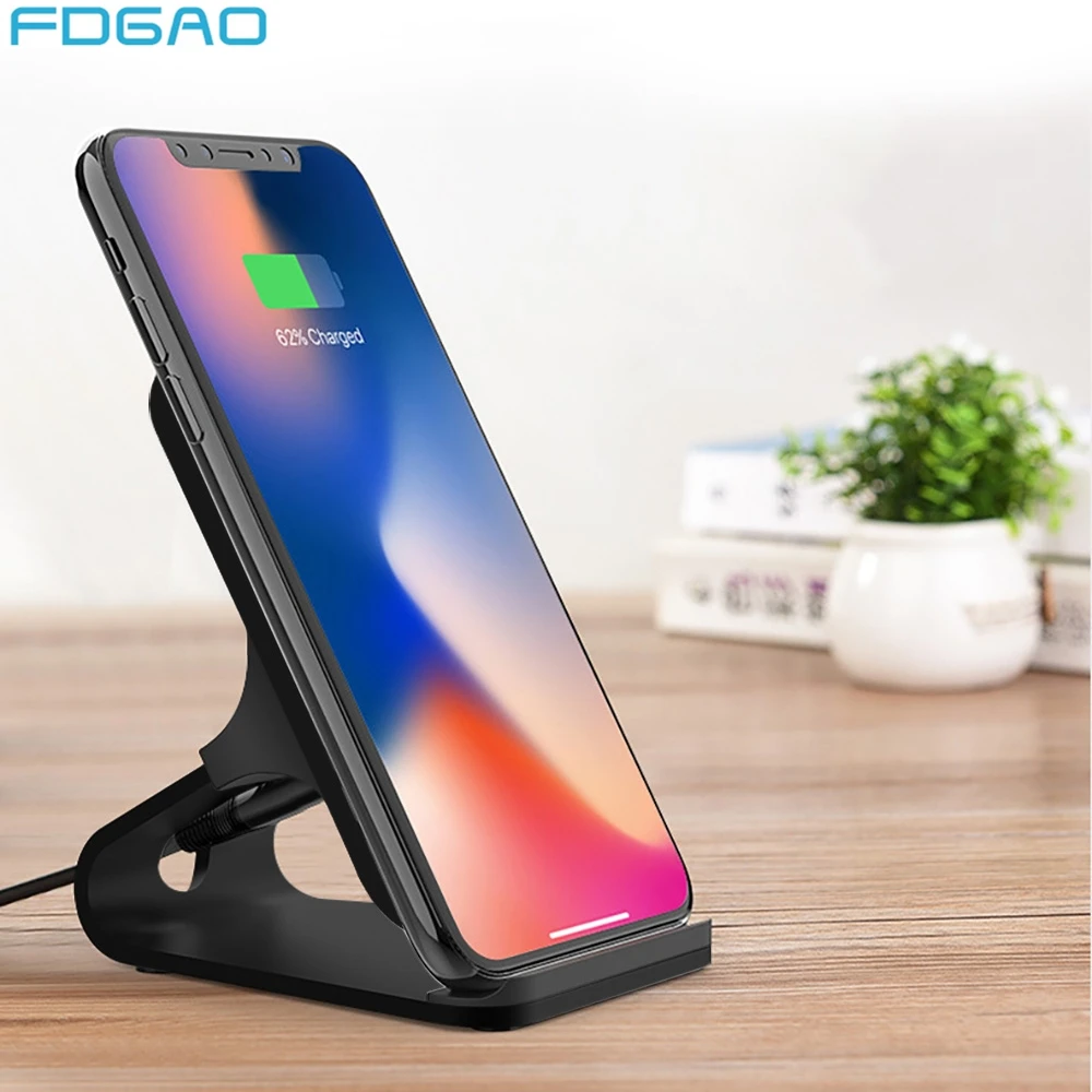 

FDGAO Qi Wireless Charging Holder Quick Charger For Samsung S9 S8 Plus Note 9 For iPhone XS Max XR 8 Plus X Mobile Phone Charge
