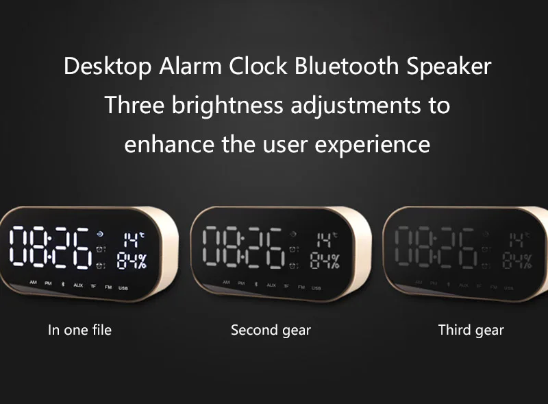 S2 Portable Bluetooth Speaker Support-Temperature LCD Display FM Radio Alarm Clock 8 