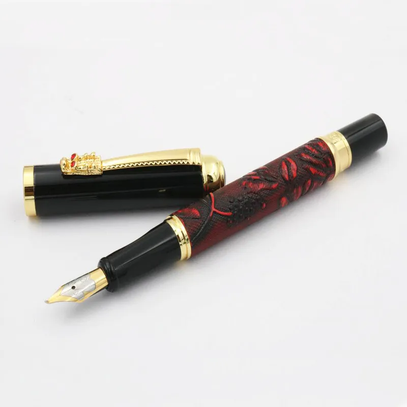 

WEN red Grape Ornamentation With Gold Dragon Clip Calligraphy Nib Fountain Pen