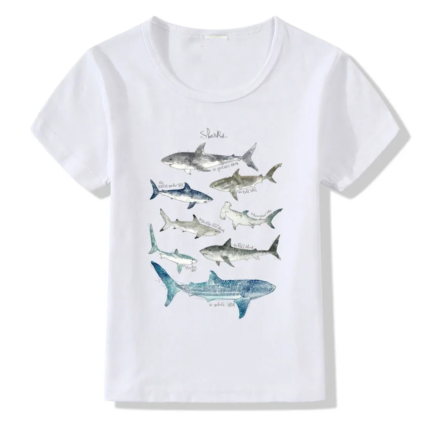 Детские летние топы с принтом рыбы; футболки для мальчиков и девочек; одежда для малышей; CT-1965