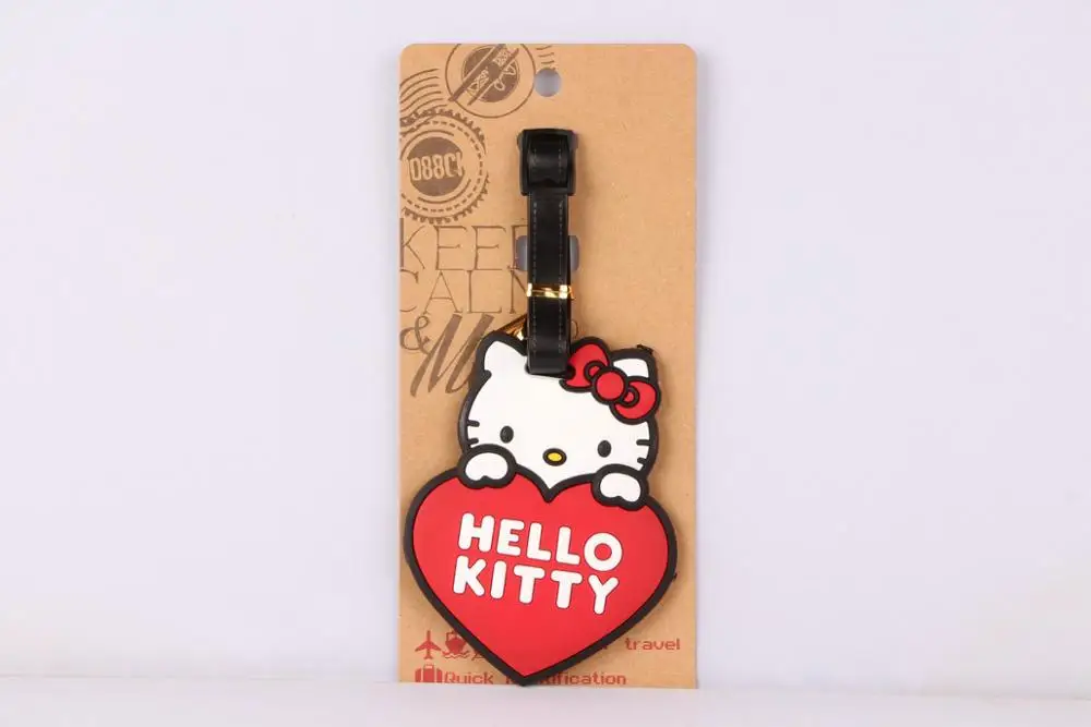 1 шт. hello kitty ПВХ сумка Подвеска путешествия Имя тег Новинка игрушки - Цвет: red heart