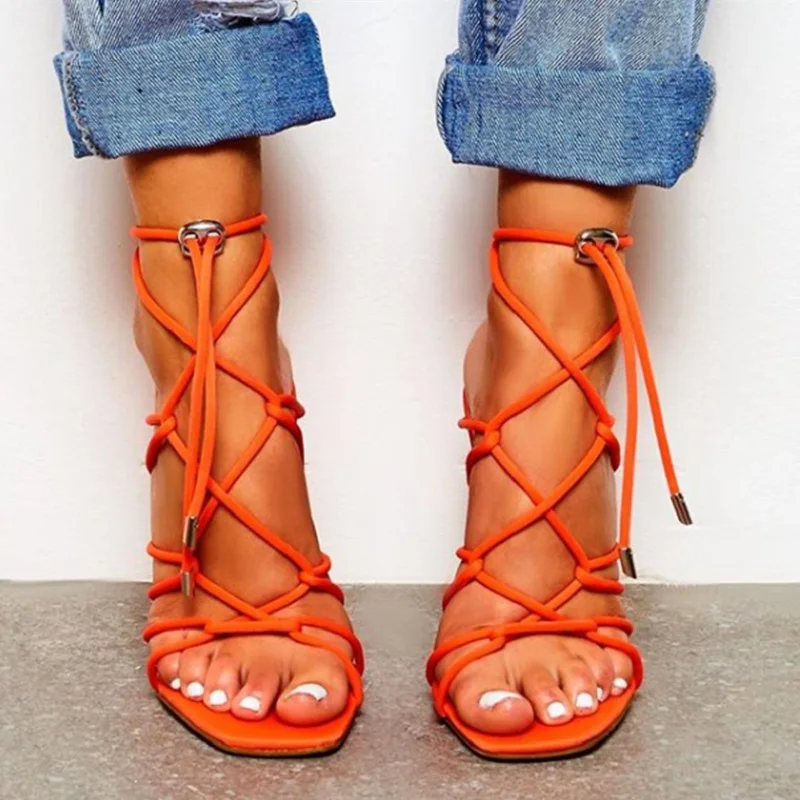 

Women high heels sandals cross strappy open toe gladiator summer sandals ladies sexy ankle strap stiletto party shoes