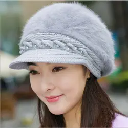 Новый Для женщин зимняя шапка женский теплый Skullies шапочки ананас текстуры трикотажные Шапки для женская зимняя обувь с мехом кролика шапка