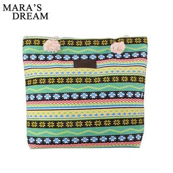 

Mara's Dream 2019 Hand Canvas Big Beach Printed Floral Zipper Big Capacity Shoulder Women Messenger Tote Bags Female Handbags