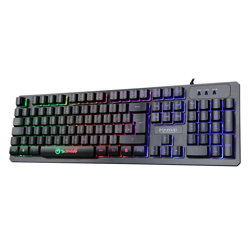MARVO K616 игровая клавиатура светодиодный Радуга Подсветка проводная с USB