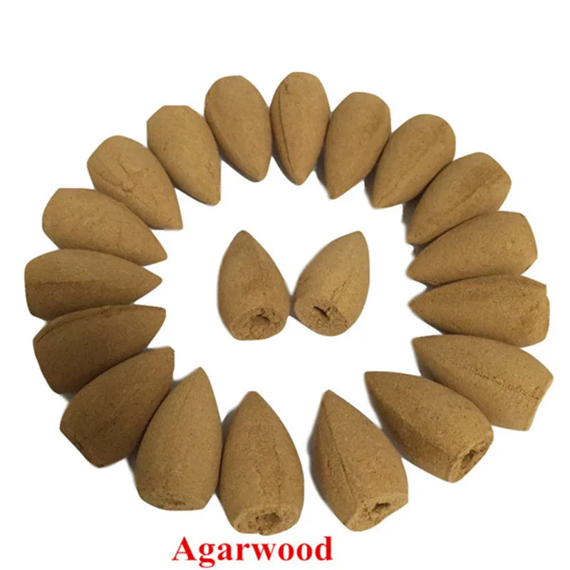 40PcsBox Chinese Backflow Incense Cones Natural Aroma Wormwood Agarwood Reflux Incense for Tea House Meditation (3)