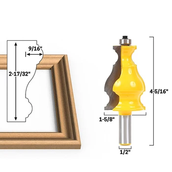 

1PC 12.7mm Shank Architectural Cemented Carbide Molding Router Bit Trimming Wood Milling Cutter for Woodwork Cutter Power Tools
