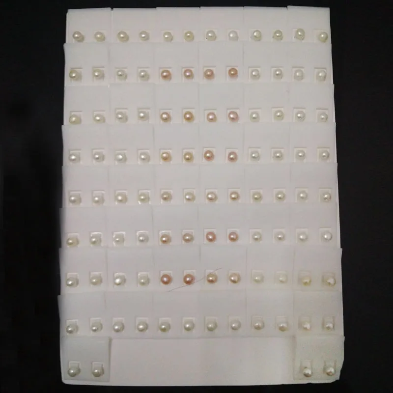 Wholesale 100 Pairs of 5-6mm Natural Fresh Water Button Pearl Stud Earring 4