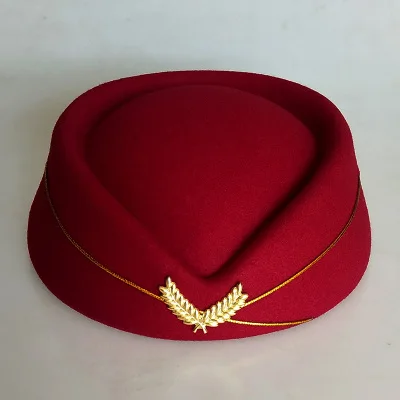 Стиль, шапки стюардессы, Женская церемониальная шляпа для выступлений на сцене, женские кепки, капитан ВМС, группа, Кепка для костюма - Цвет: Dark Red