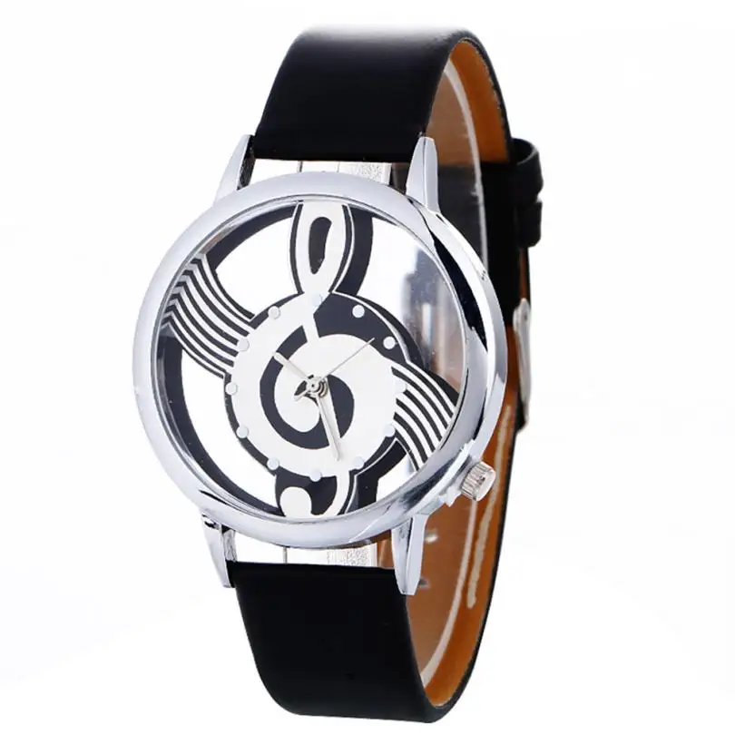 

#5001 Fashion Leisure Woman Watch Musical Note Painting Leather Bracelet Lady Womans Wrist Watch