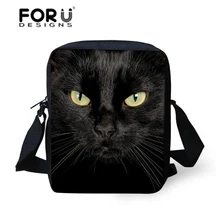 Marque Designer Noir Drôle 3D Jeans Chat Imprimé Femmes Messenger Sacs Filles Bandoulière Sacs, Dames Petit Épaule sac Bolsos Mujer