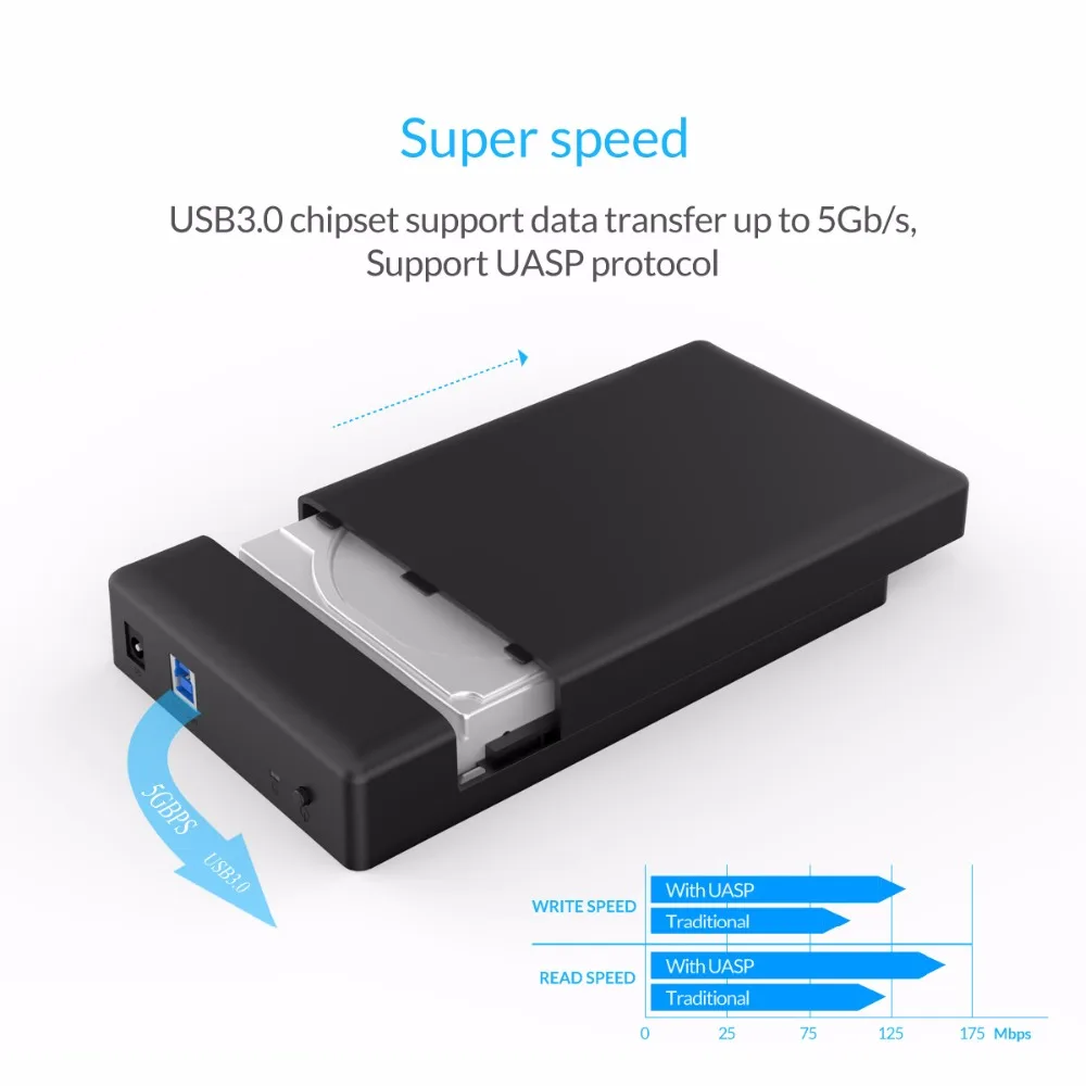 ORICO корпус для жесткого диска 3,5 дюйма SATA внешний жесткий диск, USB 3,0 инструмент бесплатно для 3," SATA HDD и SSD