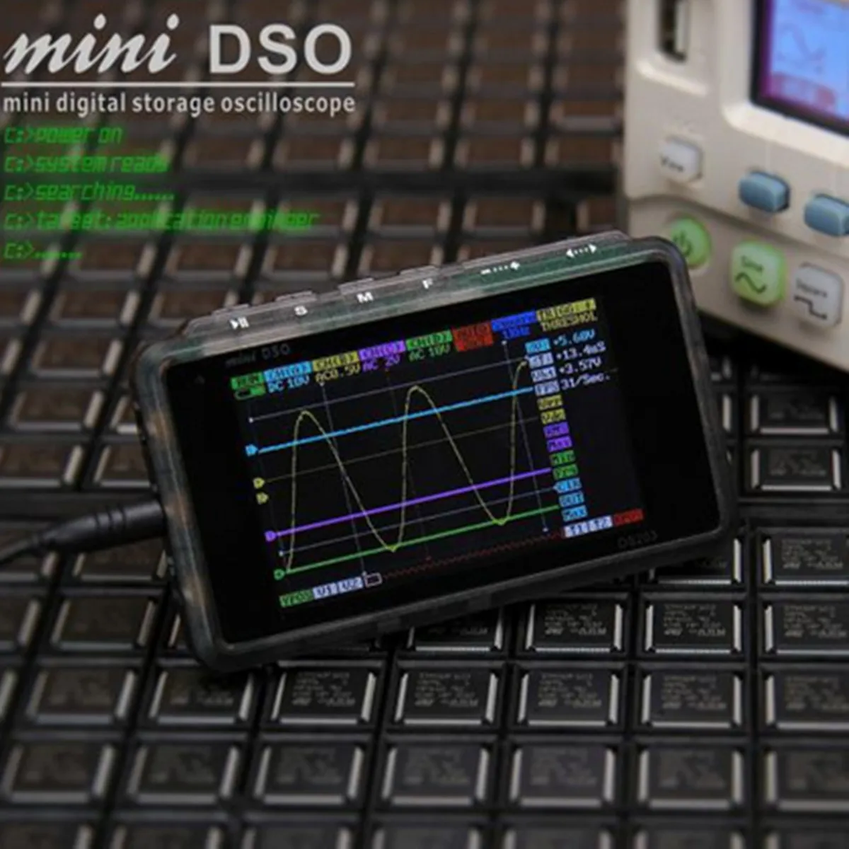 

MINI Pocket-Sized Digital Professional Oscilloscope DSO203 DS203 4 Channel 72MS/s arm Cortex M3 CPU with Aluminum Meter Case