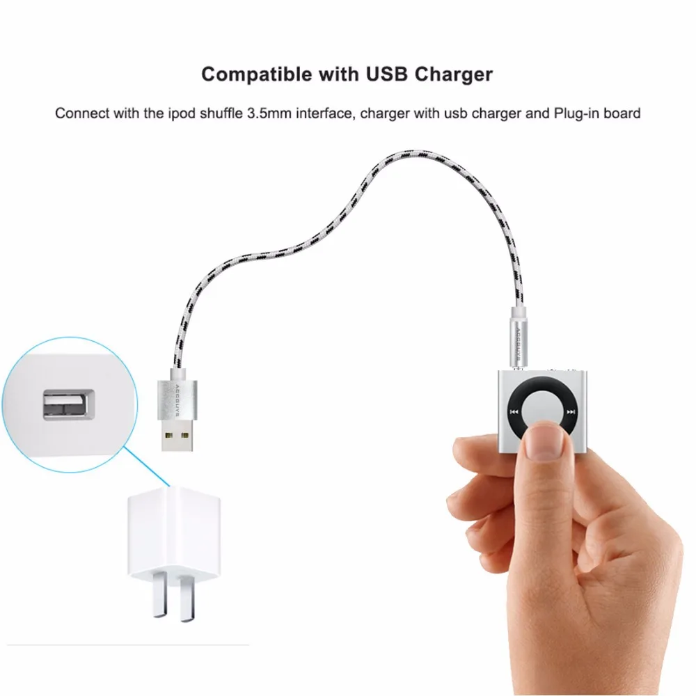 ACCGUYS For iPhone iPod Shuffle USB Cable 3.5mm jack For MP3 iPod Charger Adapter For iPod Shuffle 3rd 4th 5th 6th 7th Walk-in Mobile Phone Adapters from ...