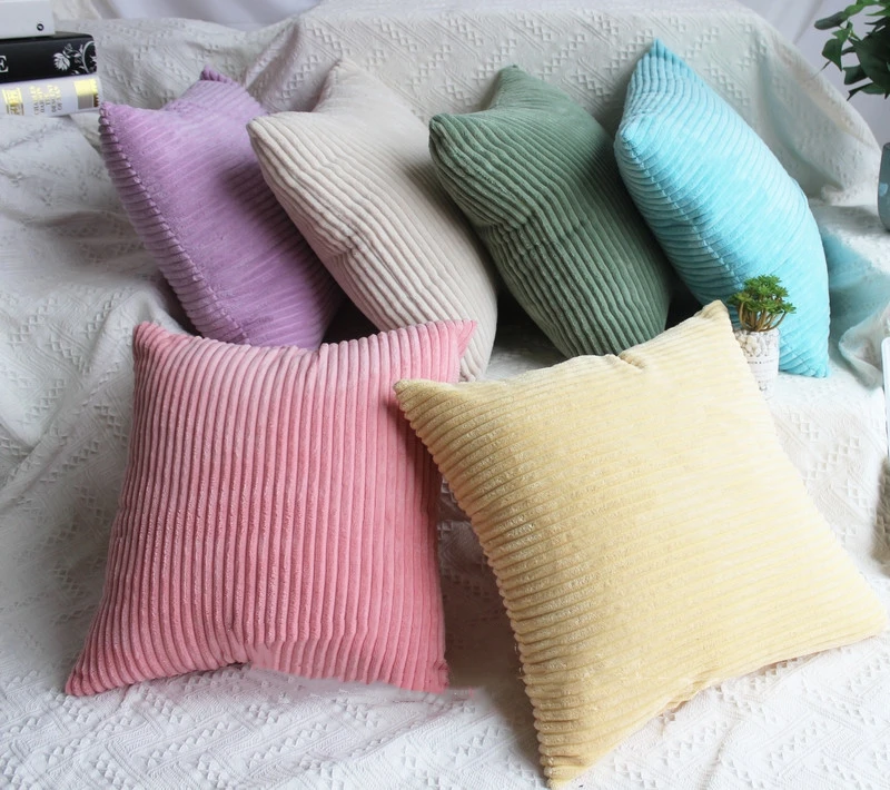45x45cm solid candy color simple corduroy striped cushion cover