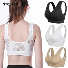 Дышащие спортивные бюстгальтеры, женские бюстгальтеры с мягкими чашечками, бюстгальтеры для йоги размера плюс, спортивные топы для спортзала, бега, фитнеса, S-3XL