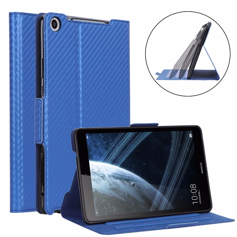 Карбоновый чехол для huawei MediaPad T5 8 ''M5 Lite 8,0 JDN2-W09HN AL00HN защитных чехлов PU Передняя подставка чехол принципиально + ручка
