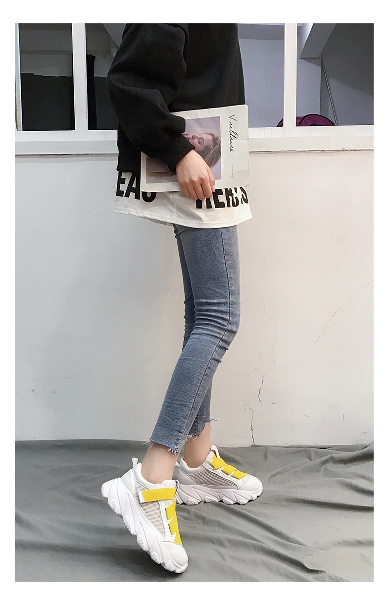 Sneakers Women Wedge Yellow Sneakers Casual Sport Shoes Woman Sneakers trainers Women baskets chaussures femme