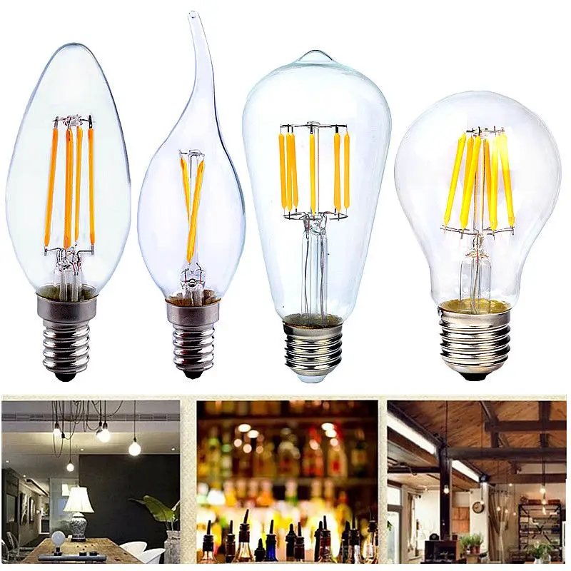 LED Bulb E14 E27 Retro Lamps ST64 2W 4W 6W 8W Edison Filament LED