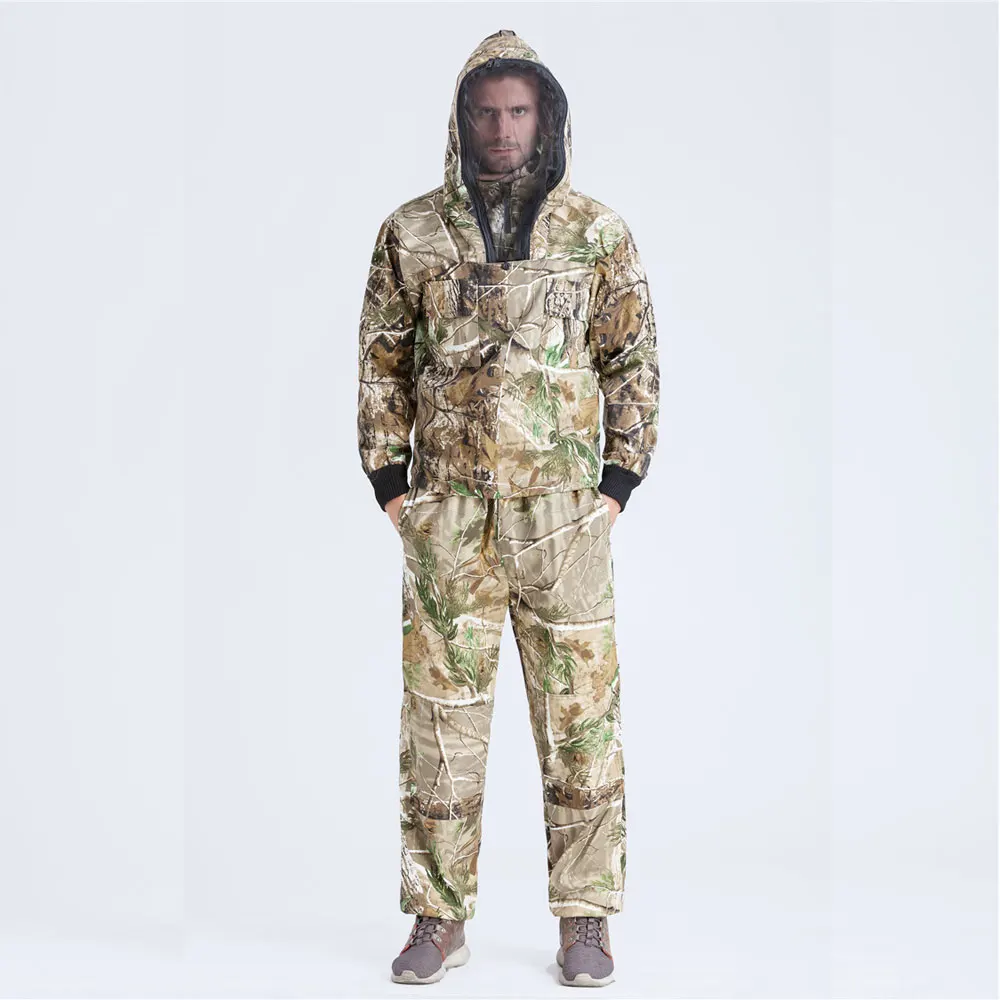 Bionic Camo hunting Ghillie Suits Prevent Mosquito Outdoor Camouflage Fishing Hunting Clothes Include Hunt Jacket And Pants Suit