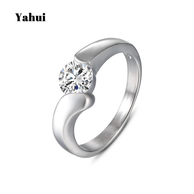 

YaHui stainless steel simple high quality rings for women engagement female ring Rhinestone jewelry accessories jewellery
