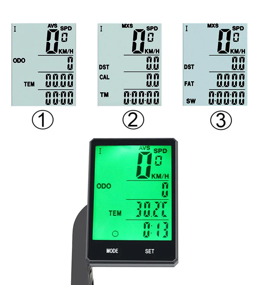 Велоспорт велосипед компьютер 2," Большой Экран Скорость ometer Температура Водонепроницаемый спортивный секундомер Скорость одометром