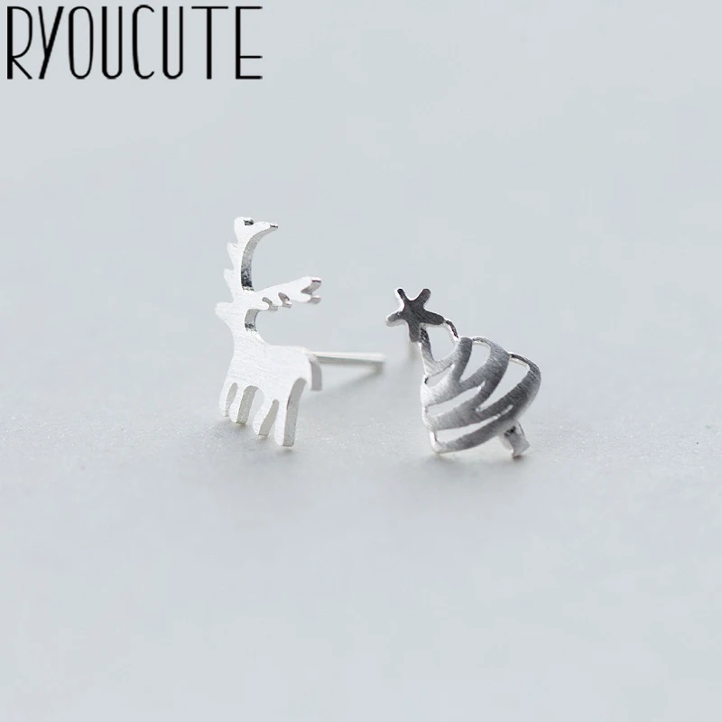RYOUCUTE Настоящее серебро 925 пробы роскошный бренд корейский с изображением рождественского оленя, снега серьги для женщин Свадебные ювелирные изделия Pendientes