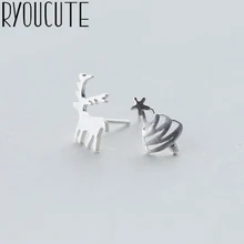 RYOUCUTE Настоящее серебро 925 пробы роскошный бренд корейский с изображением рождественского оленя, снега серьги для женщин Свадебные ювелирные изделия Pendientes