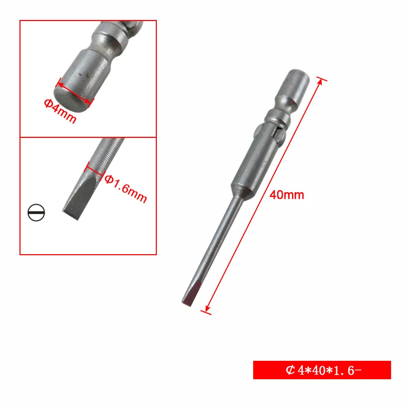 STLRENDA 10 шт. магнитные прорези отвертки Биты 40 мм S2 стали с прорезями головки бит 4 мм Круглый хвостовик с одной головкой отвертка инструменты - Цвет: 4x40x1.6