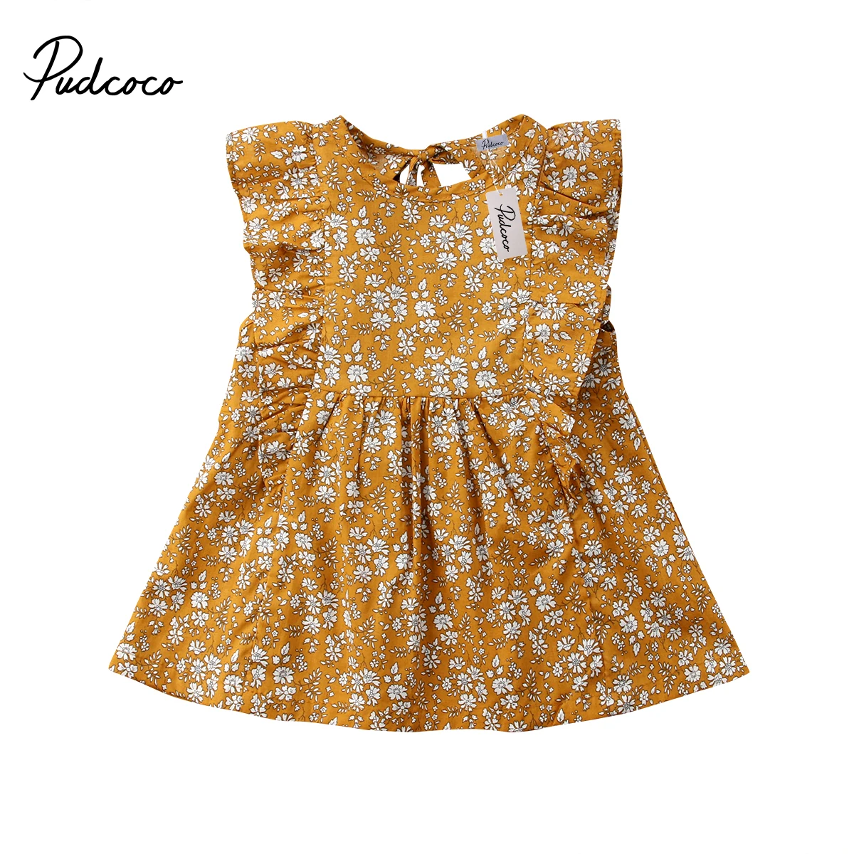 

2018 Brand New Toddler Infant Kids Flower Girl Princess Flying Sleeve Dress Kid Baby Party Pageant Dress Summer Ruffled Sundress