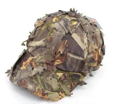 3D outdoor Geely clothing full face mask hood headgear Camo leaves caps fishing camouflage hunting hat headwear masks - Цвет: I