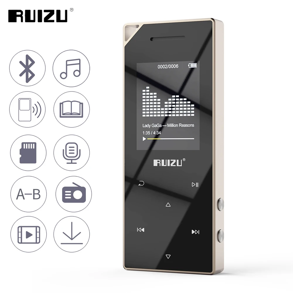 RUIZU D05 металлический Bluetooth MP3 плеер портативный аудио 8 Гб Спортивный Mp3