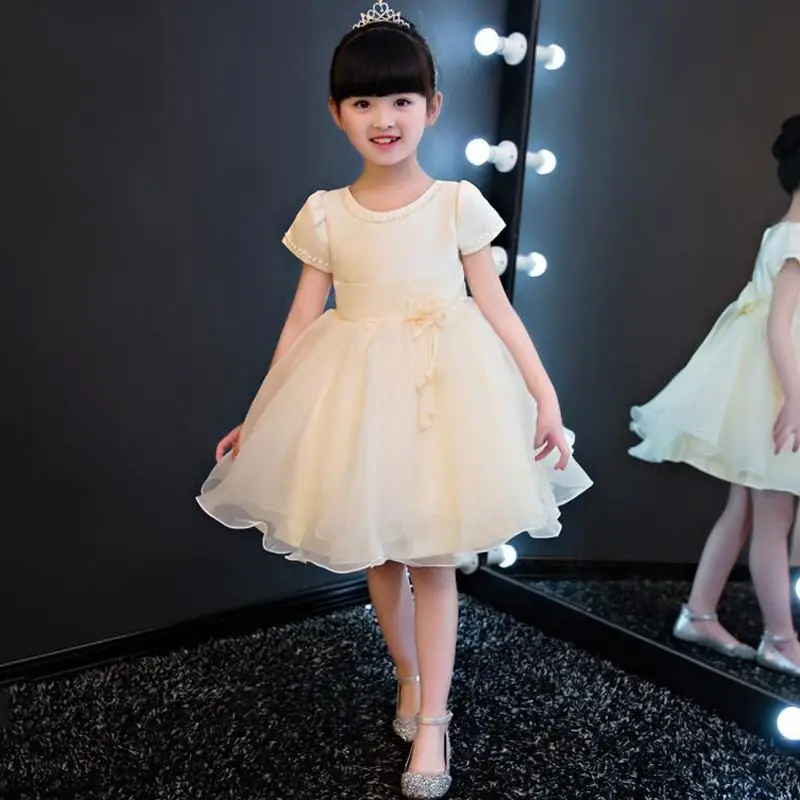 

New Teenage Girls Mesh Flower Beading Tutu Princess Dress Kids Dresses For Girls Birthday Party Baby Girl Clothes Vestidos F137