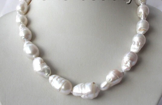 

Jew2331 big 22mm baroque white keshi reborn freshwater pearl necklace (A0501)