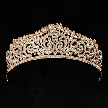 

Baroque Vintage Gold Crystal Bridal Tiaras Crown Wedding Hair Accessories Bride Head Jewelry Pageant Rhinestone Diadem Hairbands