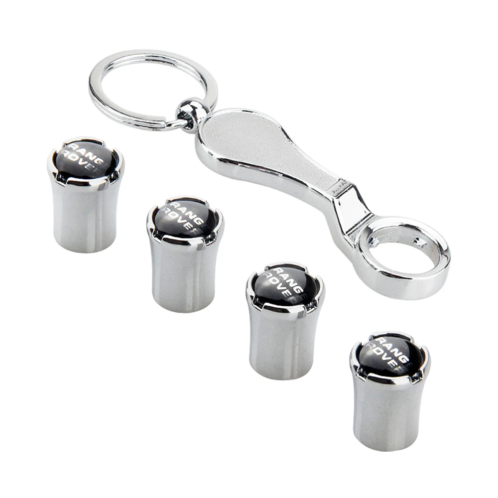 

For Land Rover Range Rover Logo Evoque Discovery 4 FREELANDER 2 Defender Tire Valve Caps With Wrench Keychain Auto Accessories