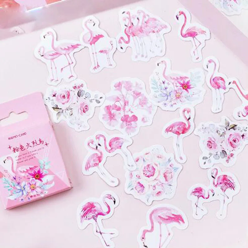 

Hot Sale Cute Pink Flamingo Mini Paper Sticker Decoration Diy Album Diary Scrapbooking Label Sticker Kawaii Stationery 45pcs/box