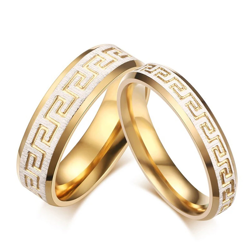 Titanium steel his and hers matching wedding band couples promise ring sets for men and women