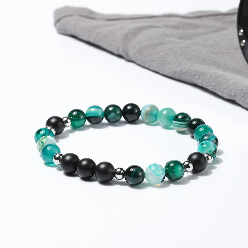

Wholesale Fashion green stone Simple Bracelets stainless steel beads bracelet for jewelry gift 50pcs/lot+freeshipping