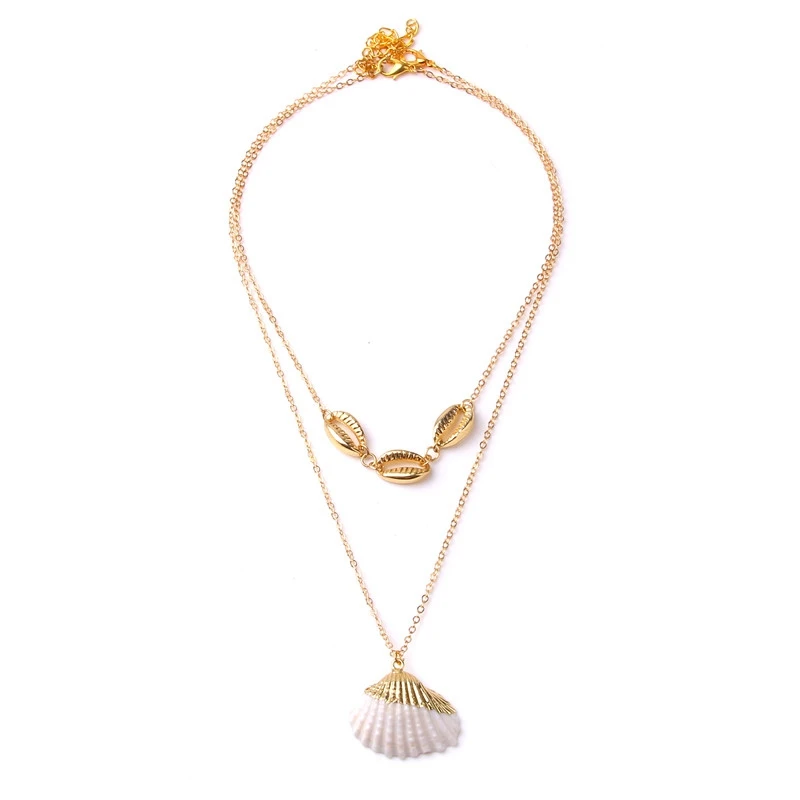 Ожерелье с подвеской в виде раковины Boho SeaShell Cowrie гавайское ожерелье Женская подвеска пляжные украшения колье для женщин - Окраска металла: 19