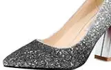 Свадебные туфли; женские Серебристые туфли с острым носком и градиентом на среднем каблуке 5,5 см; свадебное с блестками; модельные туфли-лодочки; большие размеры 43 - Цвет: C style 8.5cm heel