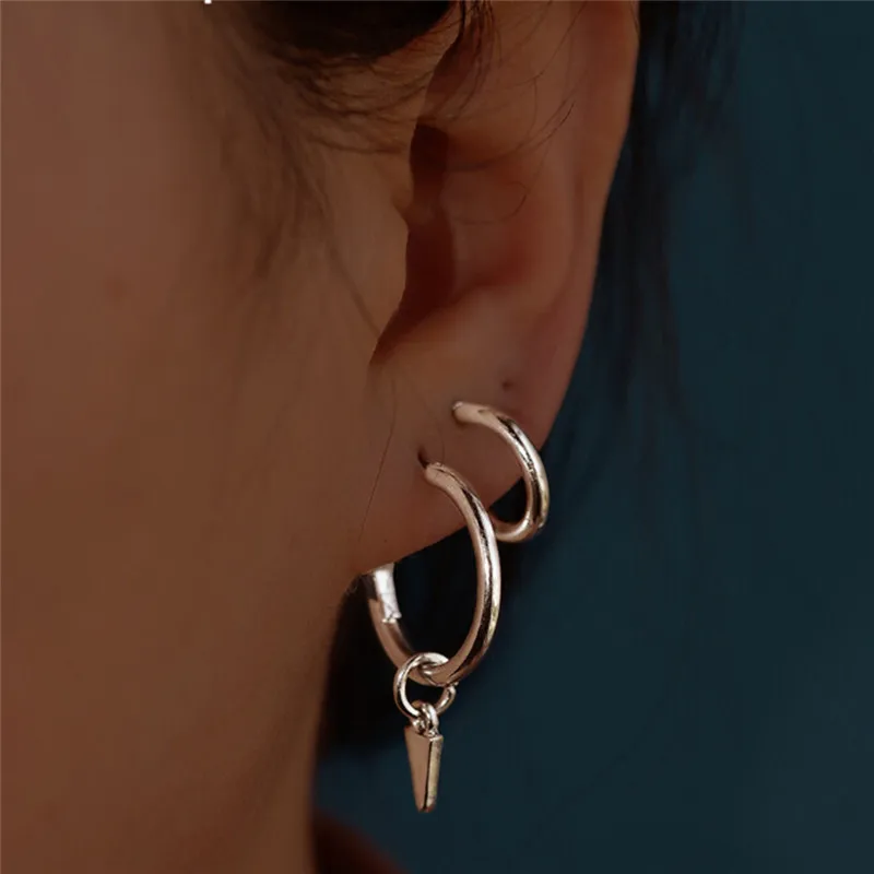 

ROMAD Simple Hoop Earrings Set for Women Party Round Earring Silver Gold Color Geometric Female Fashion Jewelry Earrings R4