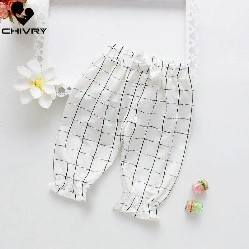 Chivry Baby Gilrs Summer Thin Plaid Dot Pants Toddler Infant Kids Boys Girls Anti-Mosquito Pants Cropped Trousers Child Clothing