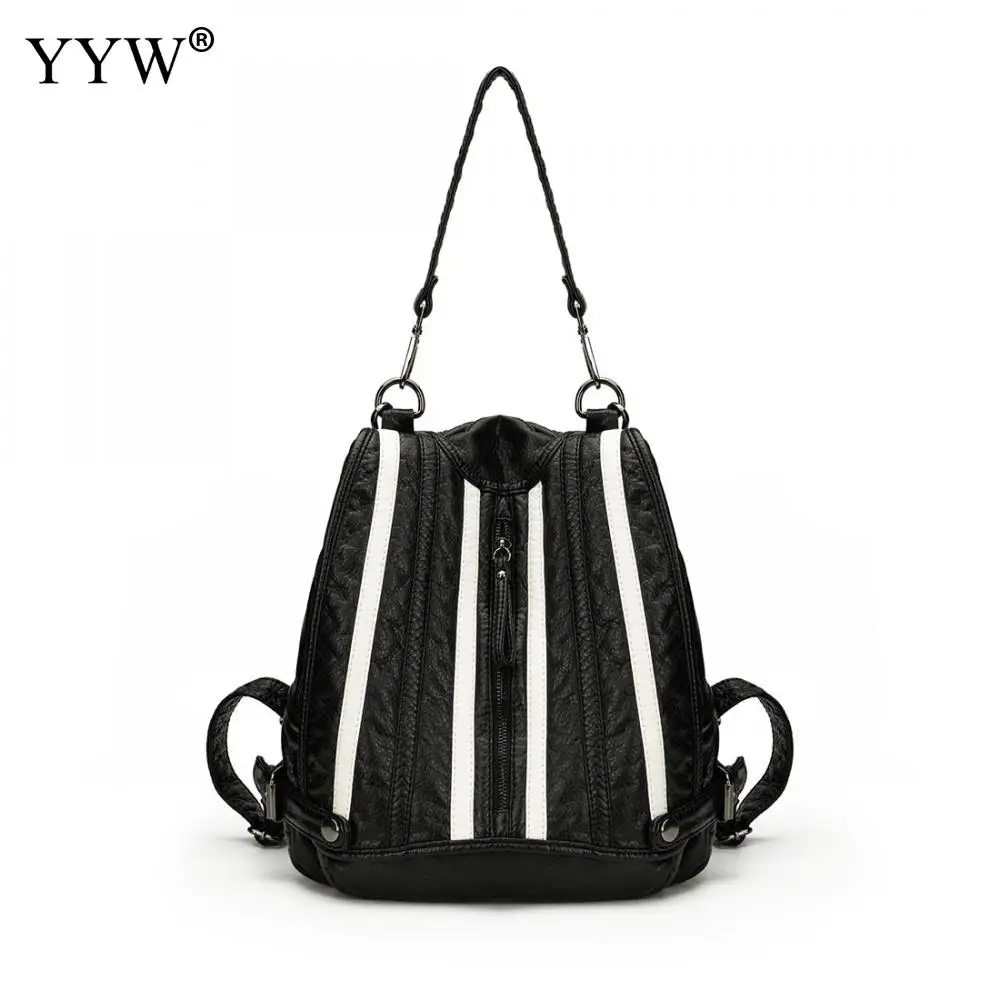 

New Arrival Black Women Backpacks PU Leather Patchwork Cute book bags